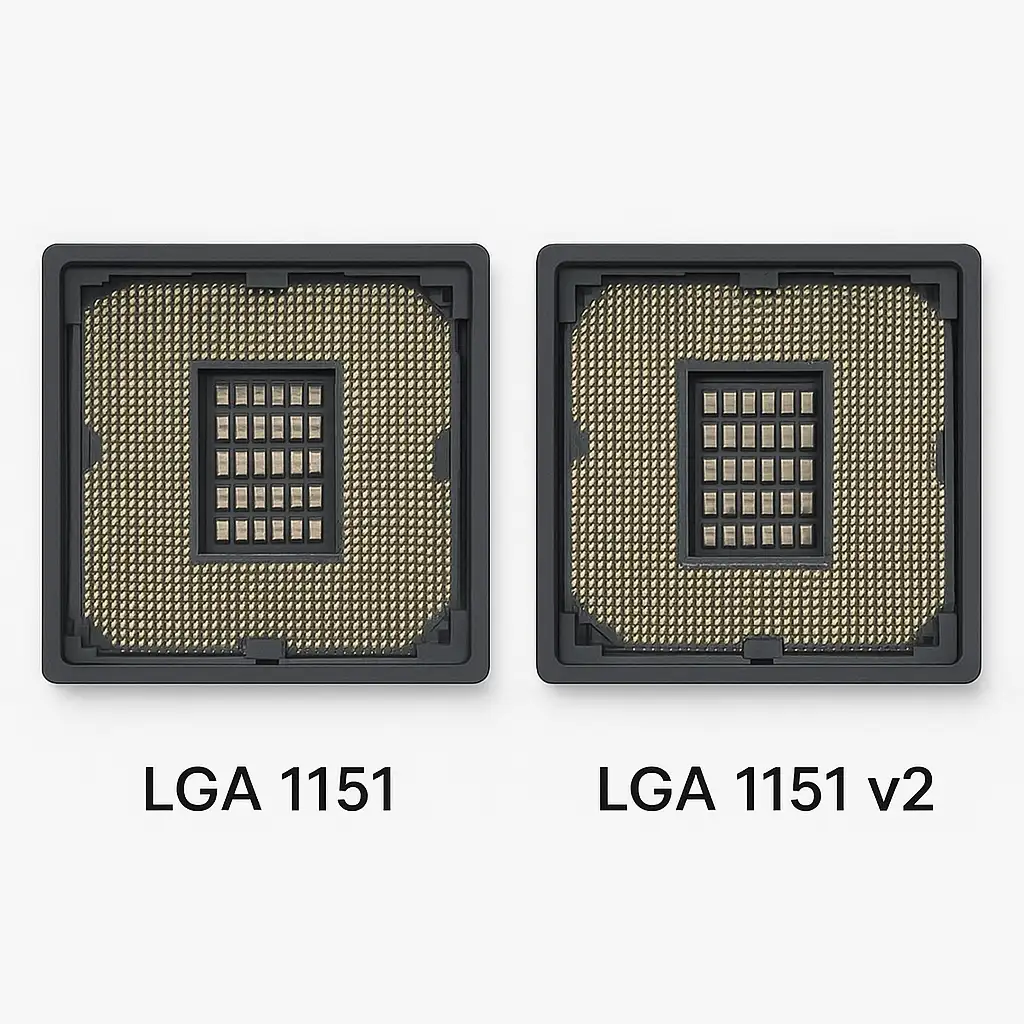 Bản vẽ kỹ thuật so sánh socket LGA 1151 và LGA 1151 v2.
