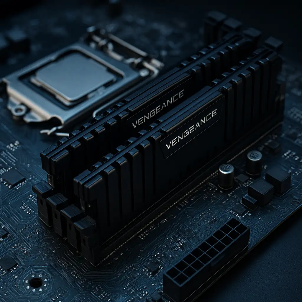 Cận cảnh bo mạch chủ H510 với hai thanh RAM DDR4 được lắp đặt ở chế độ dual channel.
