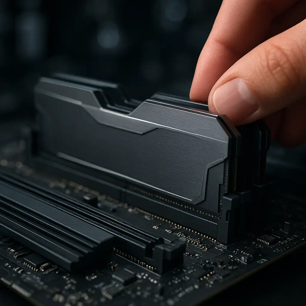 Cận cảnh lắp 2 thanh RAM DDR4 chạy Dual Channel trên mainboard H110