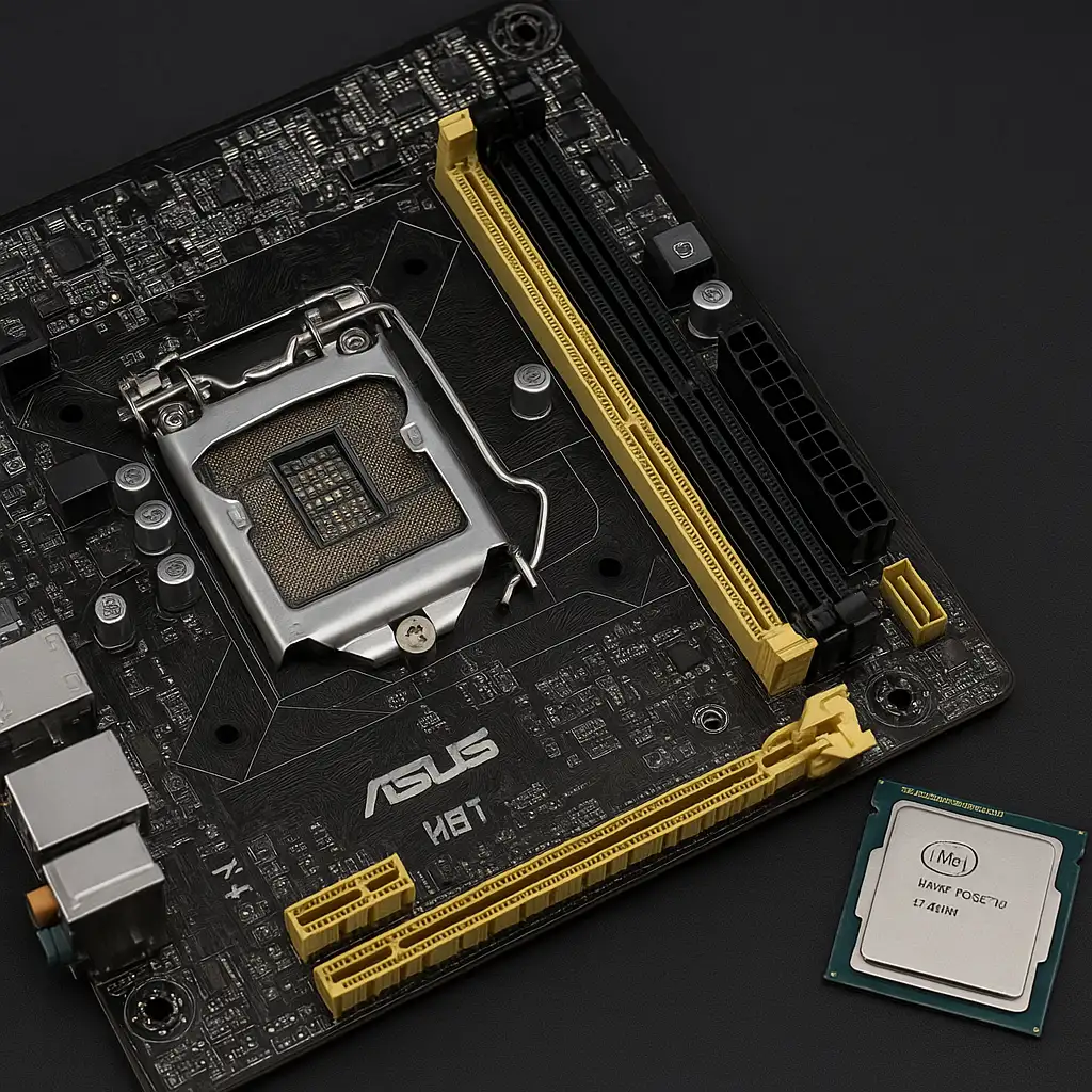 Hình ảnh bo mạch chủ H81 và CPU Intel Core i7-4770 thế hệ 4