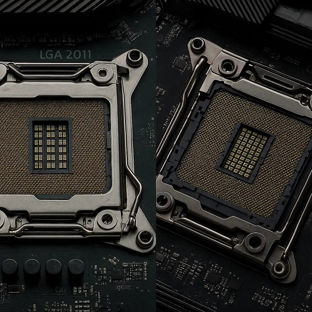 So sánh socket LGA 2011 và LGA 2011-3 trên bo mạch chủ.